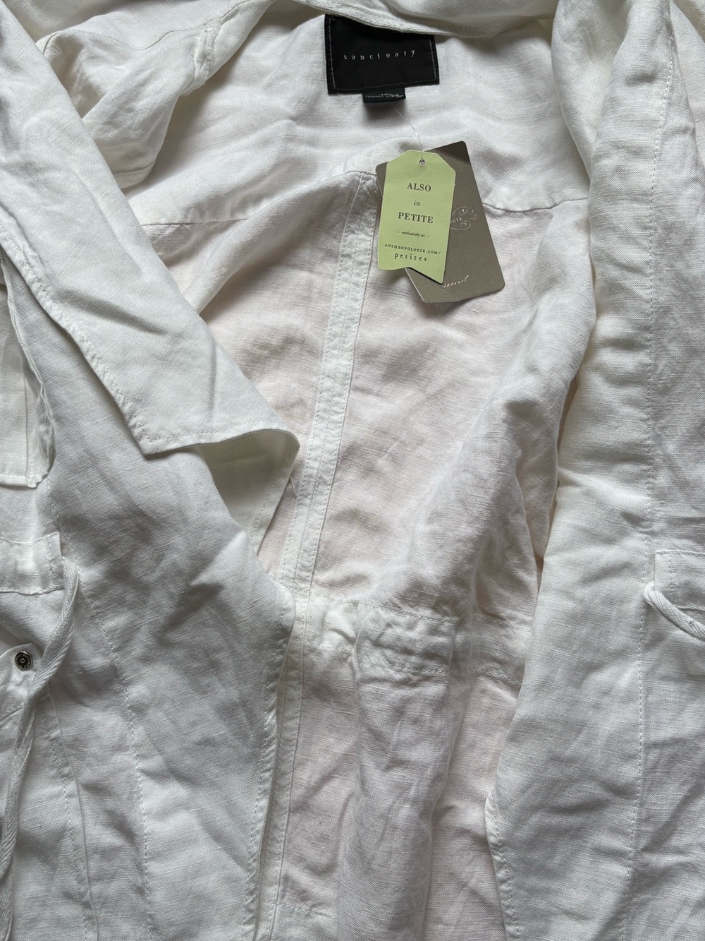 Sanctuary White Linen-Blend Button-Front Jacket
